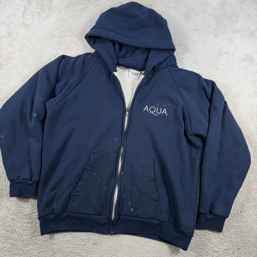 Vintage Camber Hoodie Mens Large Navy Chill Buster Thermal Waffle Lined Zip USA